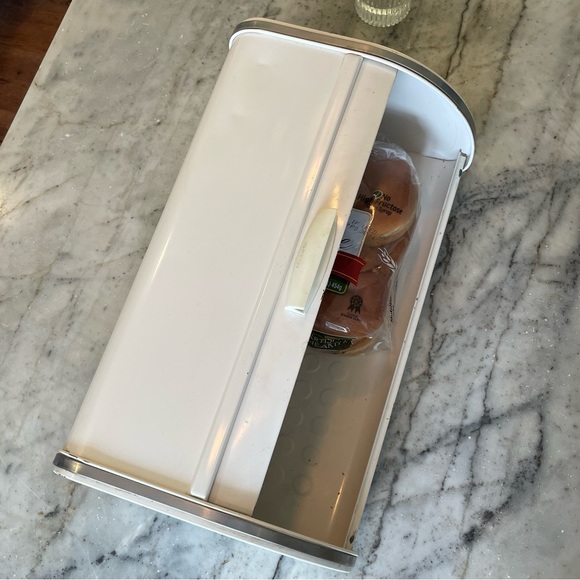 🥯🍞🥖🥨🥐🫓 Vintage Brabantia Large retro white metal and chrome roll bread box - Picture 11 of 14